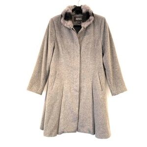 Badgley Mischka L Gray Wool Camel Hair Swing Coat